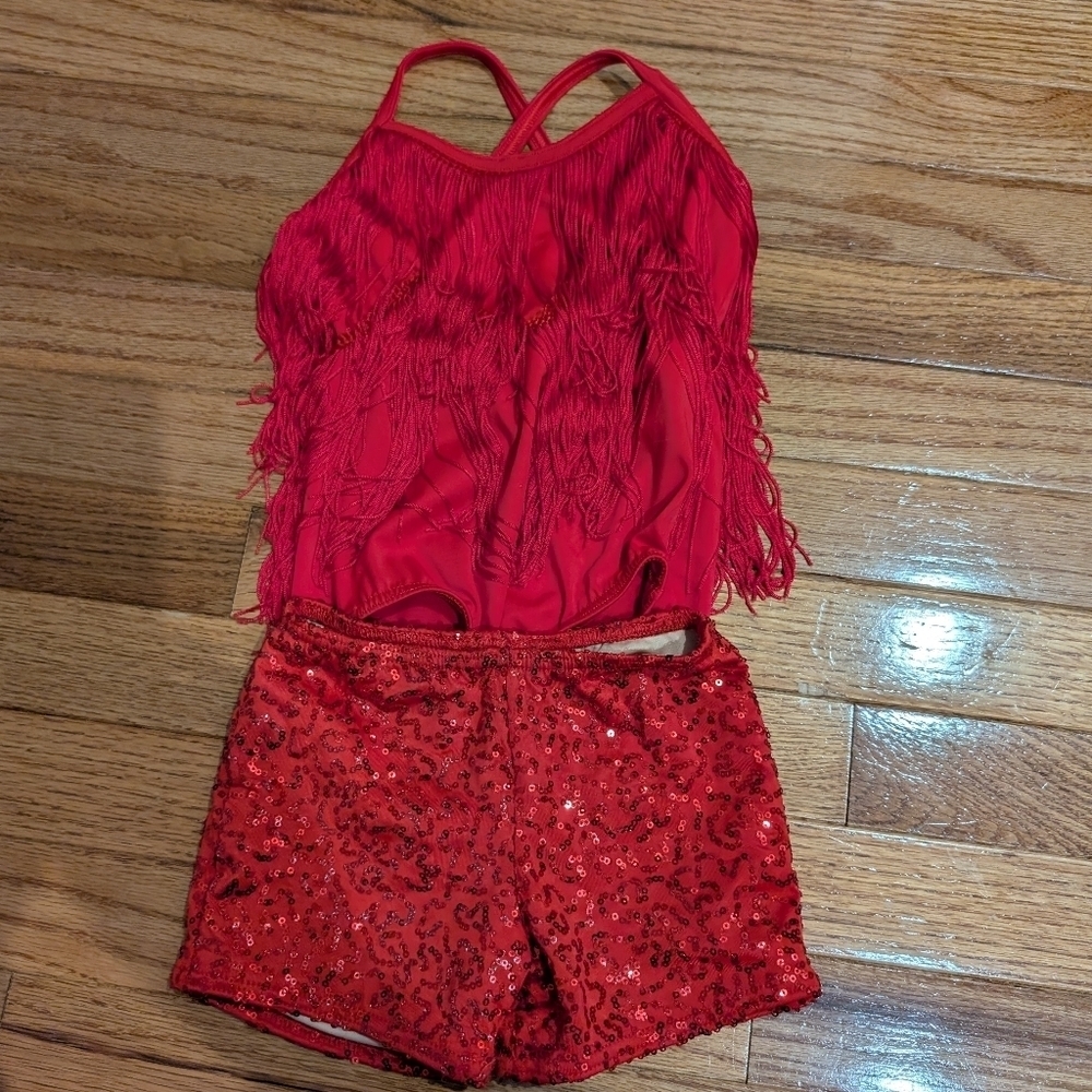 Weissman Red Fringe Sequin Dance Costume - Picture 5 of 7